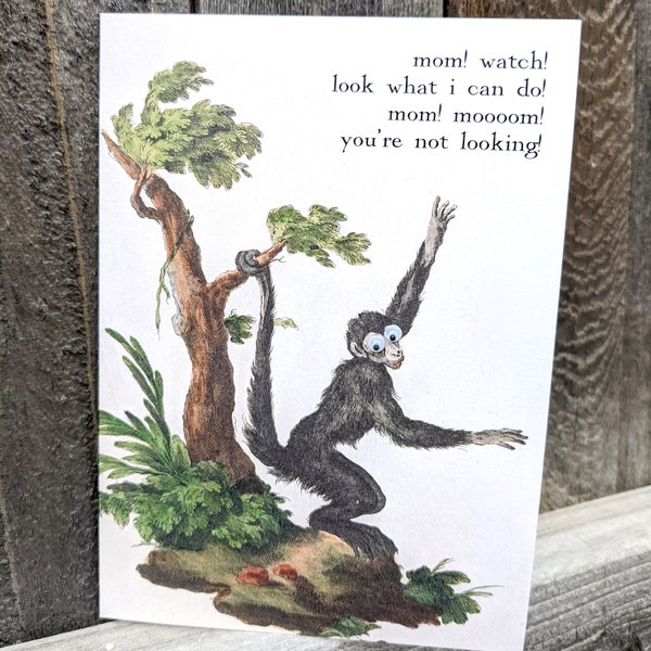 Look! Monkey Business Mother's Day Greeting Card for Mom with googly eyes