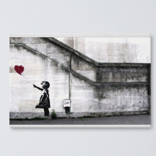 Girl with Balloon/There Is Always Hope (Banksy) Street Graffiti Artist Wall Art Canvas buy Print - 4 Size Options