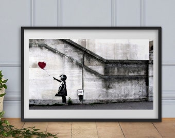 Ragazza con palloncino / C'è sempre speranza (Banksy), London Underground Graffiti Artist Wall Art Poster (incorniciato o non incorniciato)