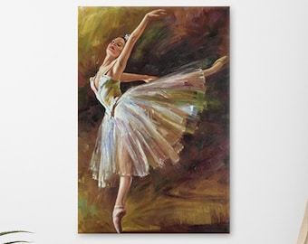 Ballerina Tilting Edgar Degas Pittura ad olio - Arte francese Tela tesa