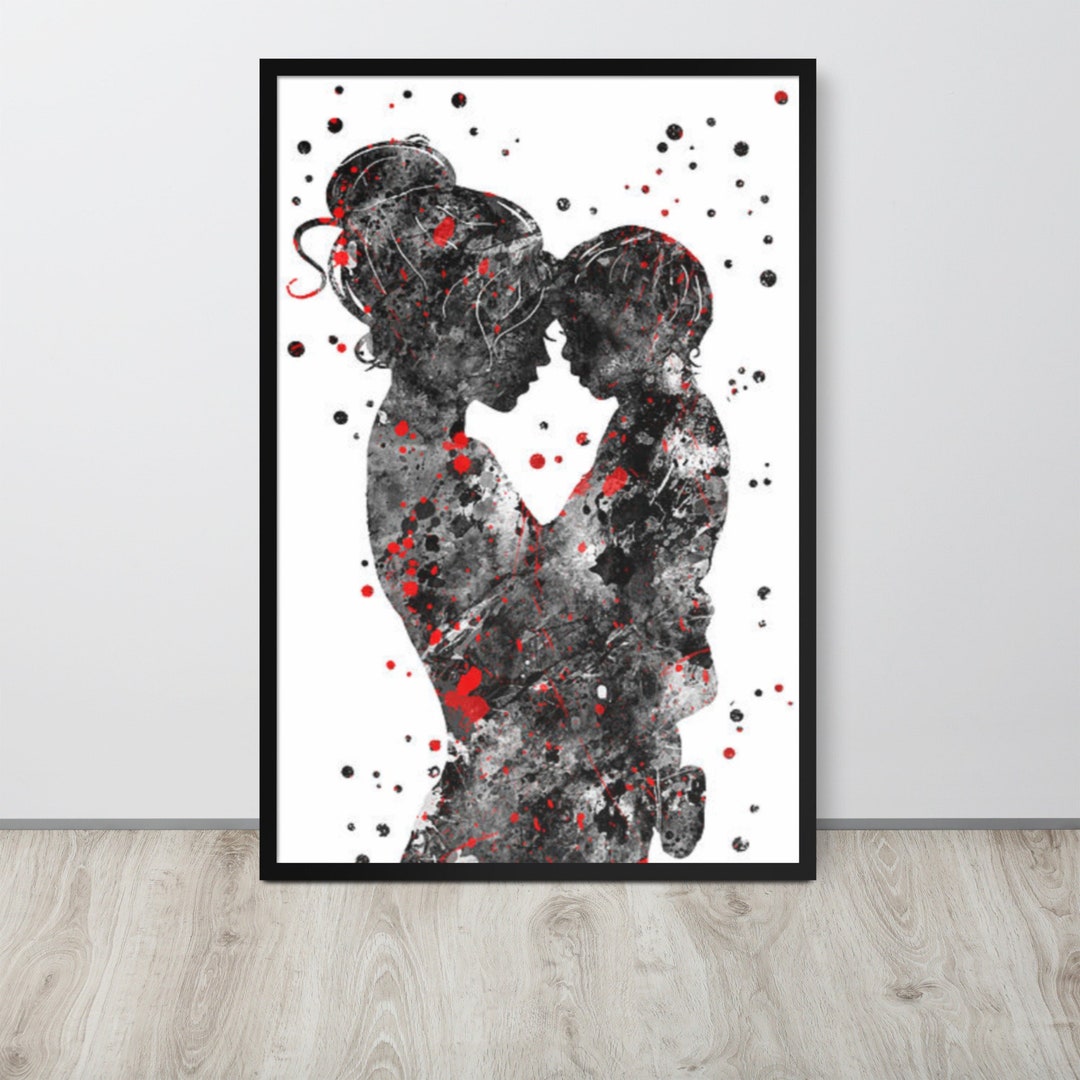 Mothers Day Gift Mom and Son Framed Art Poster or Canvas, Mother ...