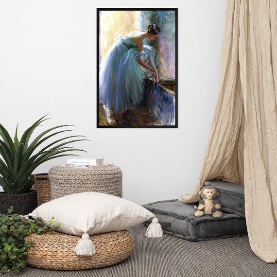 Edgar Degas Danseuse Ballerina Lacing Slippers - Famous Oil Painting Framed Poster - Multiple Size Options