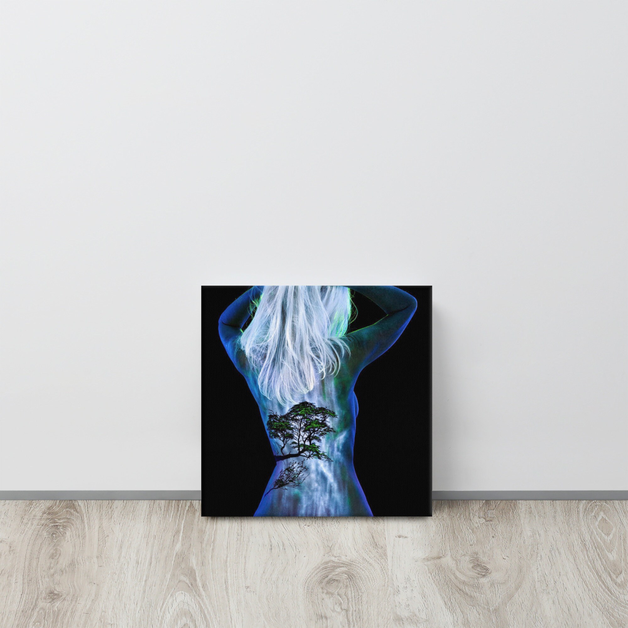 Female Nude Body Paint New Zealand Blacklight Photography Stretched Canvas Print Multiple Size