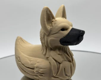 Figurine canard chien de berger allemand - Décoration de canard imprimée en 3D pour n'importe quel espace, cadeau amusant pour amoureux des chiens et esquive - Fabriqué aux États-Unis