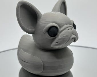 French Bulldog Duck Figurine – 3D Printed Duck Décor for Any Space, Fun Ducking Gift for Desk or Car Dashboard – Made in USA