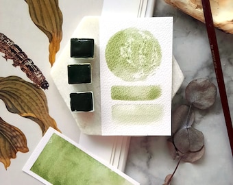 Grüne Erde -handgemachte Aquarell-Erde Pigment-Keramik Topf oder Halbpfanne