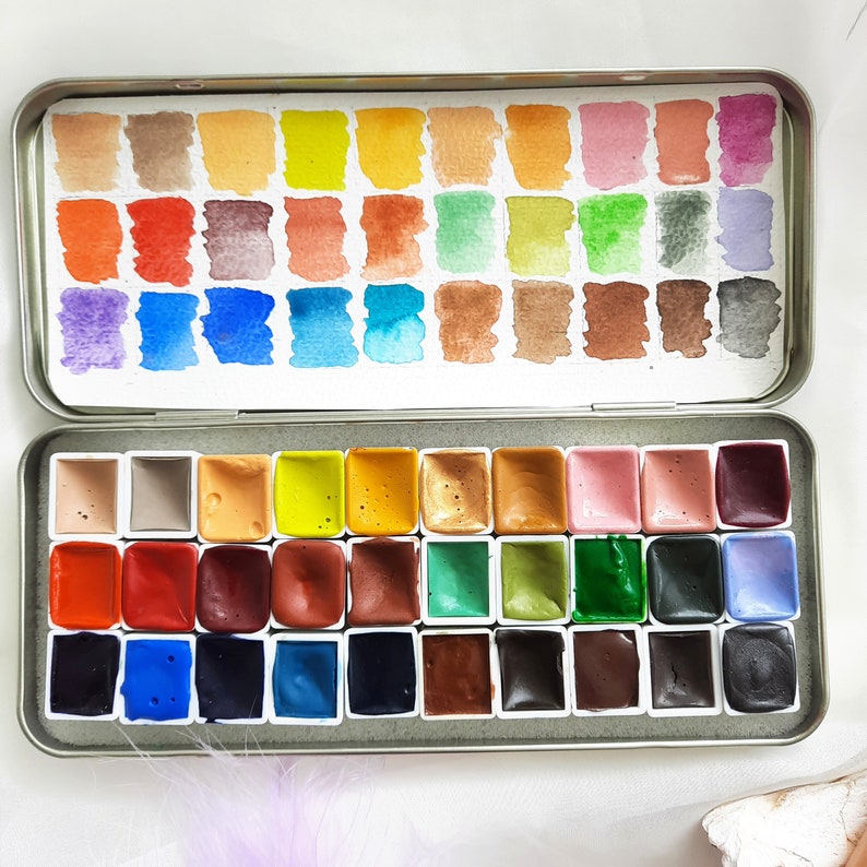 30 half pan watercolor set unusual colors limited edition handmade watercolor 30 half pans image 2