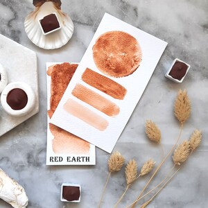 Red Earth! new! - handmade  watercolor - half pan,clay pot