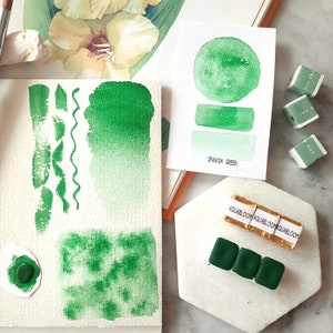 NEW! Spanish green - handmade watercolor - half pan - green shade