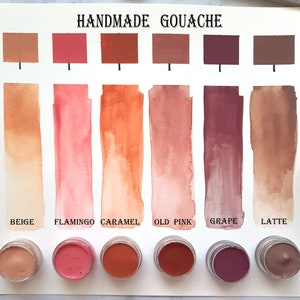 Art gouache skin tone palette 6 colors 5 ml/15 ml handmade gouache vivid ,opaque colors image 2