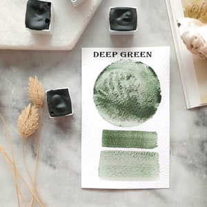 New! Deep green - handmade watercolor - green shade -half pan/clay pot