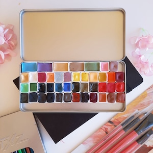83 shades of personal palette -handmade watercolor - half pan - make your own palette