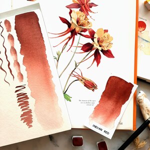 Indian red - handmade watercolor - half pan/dot card