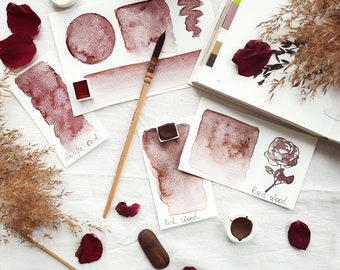 Granulating Watercolor Paint: Grape Red & Wood Red Half Pans