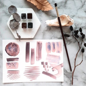 New! Purple Umber - handmade watercolor - raw umber,burnt umber,purple umber,cyprus umber - Umbers set - granulated