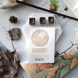 NIEUW! leisteen naturel - handgemaakte aquarel - halve pan - natuurlijk pigment