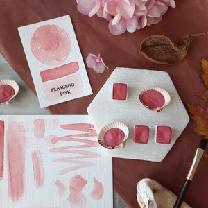 New!Flamingo Pink - handmade watercolor - pink shades - art paint- Christmas gift