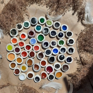 69 Multicolor watercolor in ceramic pots -handmade watercolor-natural pigments