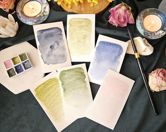 6 Mineralienpalette / seltene Mineralien / Steinpigmente / handgemachte Aquarellfarbe
