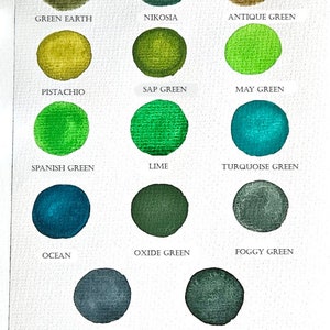 17 grüne Farbtöne - handgemaltes Aquarell - 1/2 Schale.