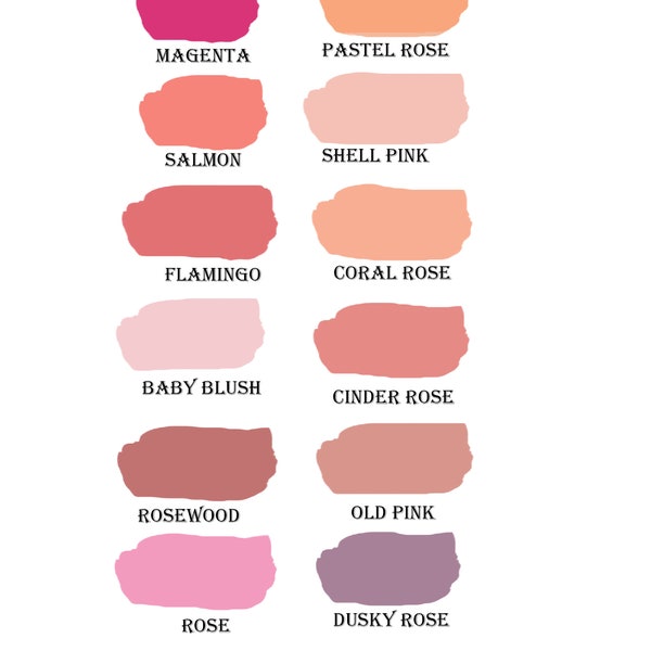 12 Pink-Rose shades - handmade watercolor - blush colors- nude palette