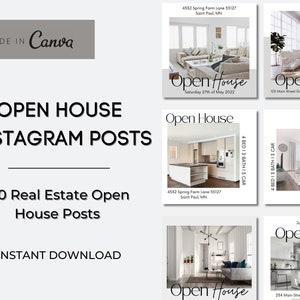 Open House, Realtor Social Media, Open House Templates, Realtor Open House, Real Estate Marketing, Open House Bundle, Canva Templates