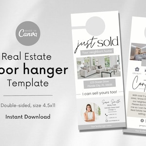 Juste vendu immobilier porte cintre modèle juste vendu carte postale heurtoir de porte immobilier agriculture agent immobilier marque immobilier Mailer Canva