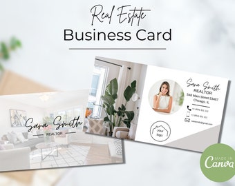 Real Estate Business Card Template, Realtor Business Card, Canva Realtor Business Card, Modern Real Estate Marketing Template, Business Card