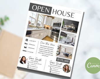 Co-Branded Open House Flyer Vorlage, Flyer Vorlage für die offene Wohnung, Werbeflyer, Realtor Flyer, Canva