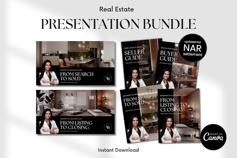 Digital and Printable Real Estate Listing Presentation Template Bundle ...
