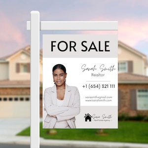 Real Estate Yard Sign Template, For Sale Yard Sign, Customizable For Sale Signage, Canva Template, Modern For Sale Sign, Realtor Yard Sign