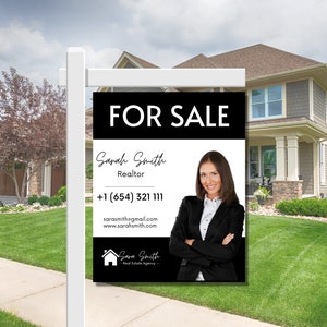 Real Estate Yard Sign Template, For Sale Yard Sign, Customizable For Sale Signage, Canva Template, Modern For Sale Sign, Realtor Yard Sign