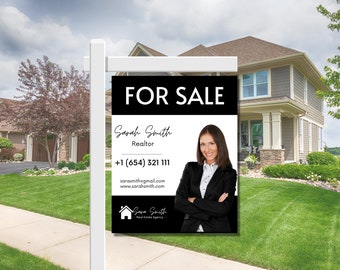 Real Estate Yard Sign Template, For Sale Yard Sign, Customizable For Sale Signage, Canva Template, Modern For Sale Sign, Realtor Yard Sign