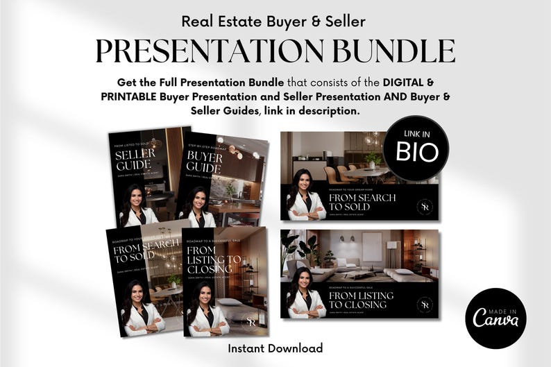 Listing Presentation & Buyer Presentation Real Estate Presentation Bundle, Real Estate Guides Canva,  Seller and Buyer Presentation Bundle