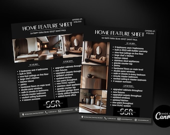 Luxury Real Estate Feature sheet, Real Estate property flyer, Home detail sheet, Key feature checklist Home info sheet, home upgrades