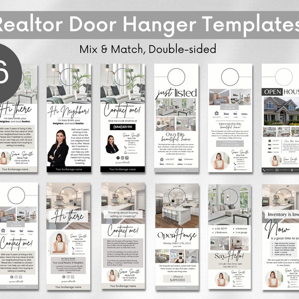 Realtor Door Hangers, Real Estate Door Hanger Templates, Realtor Door Hanger, Real Estate Farming, Real Estate Door Knocker Bundle, Canva