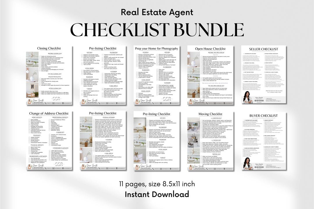 Real Estate Agent Checklist Bundle Canva Template - Etsy
