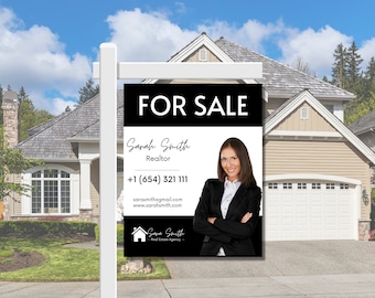 Real Estate Yard Sign Template, For Sale Yard Sign, Customizable For Sale Signage, Canva Template, Modern For Sale Sign, Realtor Yard Sign