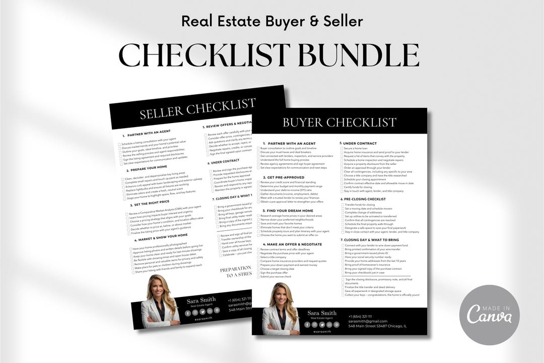 Buyer Seller Checklist Bundle for Real Estate Agents, Client Handout ...