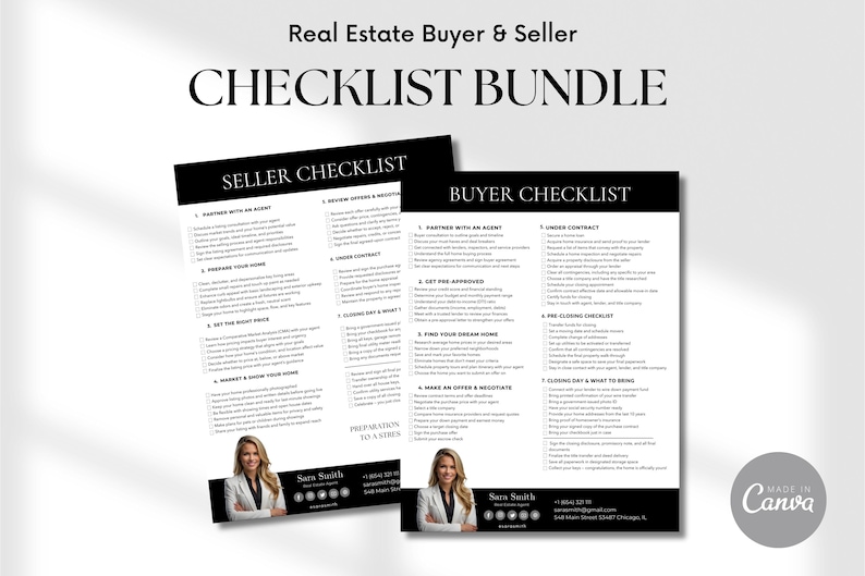 Buyer Seller Checklist Bundle for Real Estate Agents, Client Handout ...