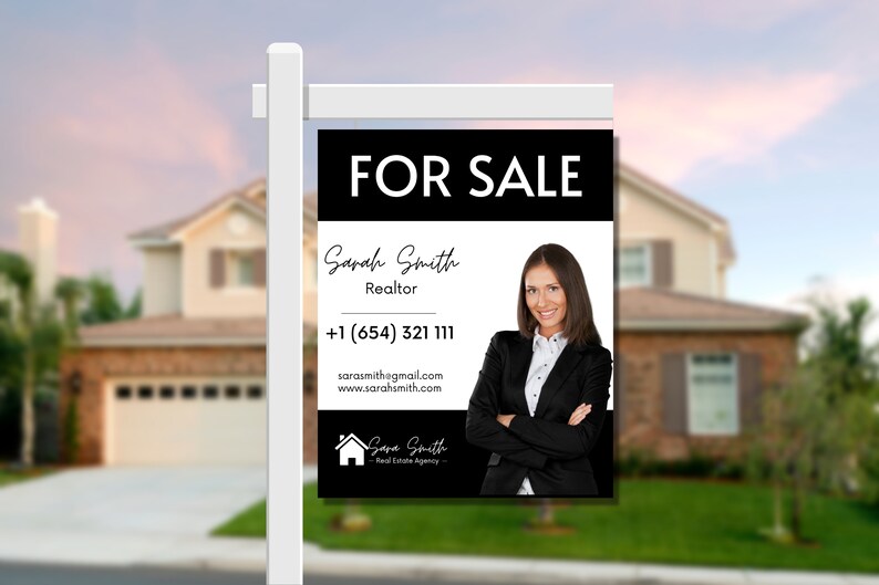 Real Estate Yard Sign Template, for Sale Yard Sign, Customizable for