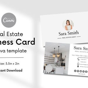 Real Estate Business Card | Modern Realtor Business Card Template | Editable Canva Business Card Design | Real Estate Agent Branding Kit