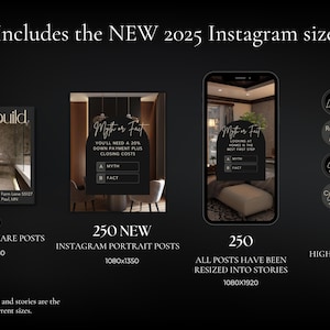 May include: A black and white image showing two different sized phone screens displaying a social media post with the text 'Jane Monthly Maintenance Tips' and a black and white image of a dining room. The image also shows a collection of eight black and white circles with text inside each circle. The text in the circles includes 'Just Listed', 'Just Sold', 'Realtor Life', 'About', 'Coming Soon', 'FAQ', and 'Made in Canva'.