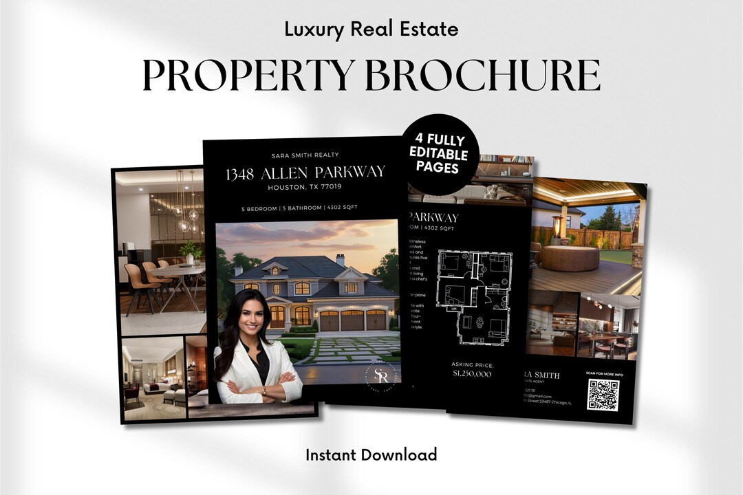 Luxury Real Estate Property Brochure Editable Canva Template - Etsy