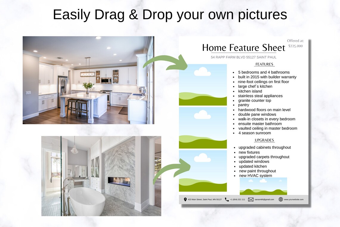Real Estate Feature Sheet, Real Estate Property Flyer, Home Detail ...