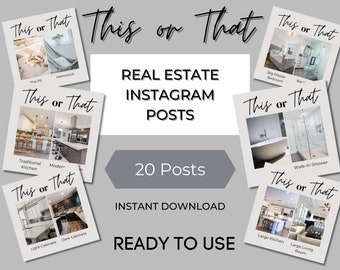 This or That Real Estate Instagram Post Templates, Woud you rather Templates, Real Estate Facebook, Real Estate Templates, Canva Templates