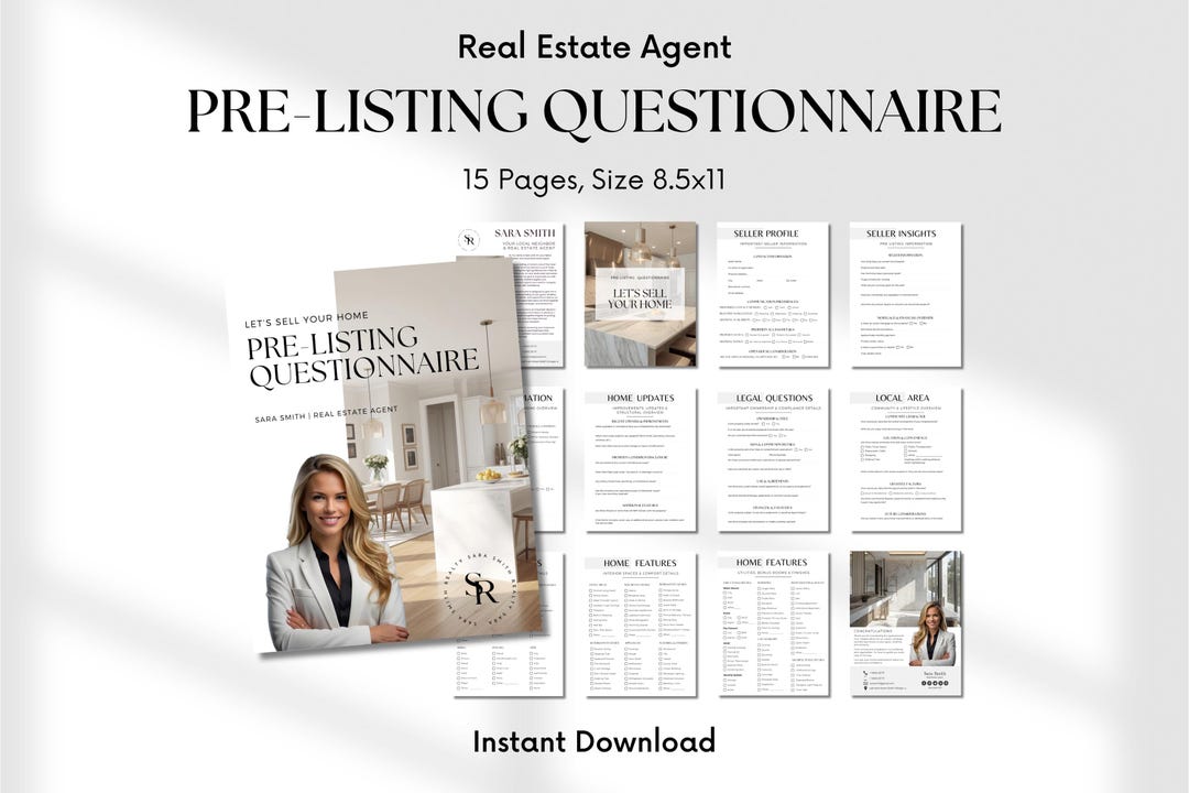 Pre-listing Intake Form Questionnaire for Real Estate Agents, Canva ...