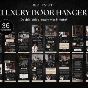 Luxury Real Estate Door Hanger Bundle Realtor Door Hangers, Door Hanger Templates Bundle, Real Estate Farming, Realtor branding, Canva
