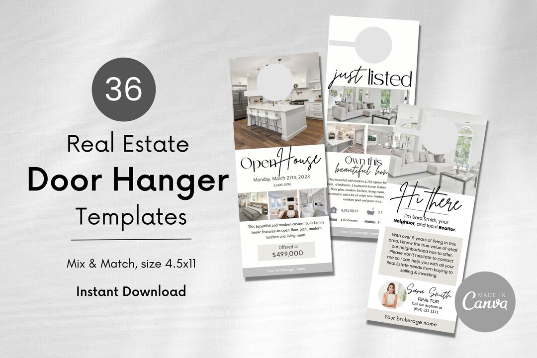 Realtor Door Hangers, Real Estate Door Hanger Templates, Realtor Door ...