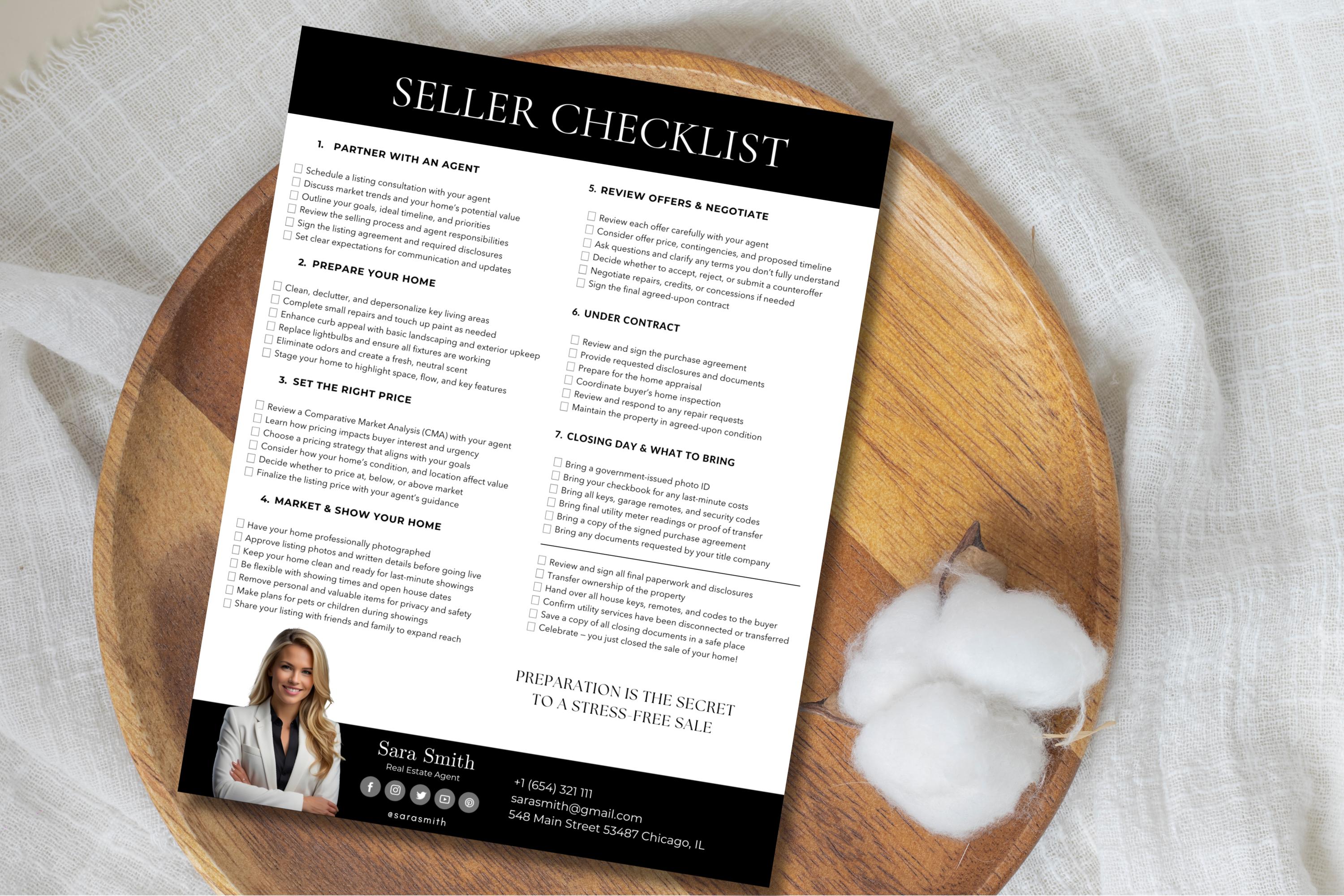 Buyer Seller Checklist Bundle for Real Estate Agents, Client Handout ...